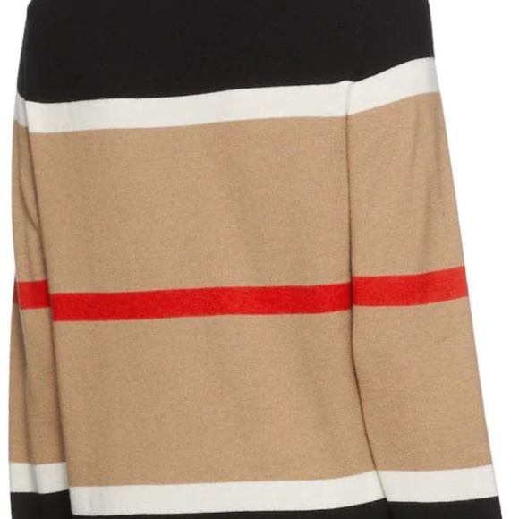 BURBERRY Tan Cashmere & Silk Striped Philippa Cardigan SzM - Picture 5 of 12